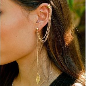 Ear Clip Leaf Earrings for Women Gold Color  Clip